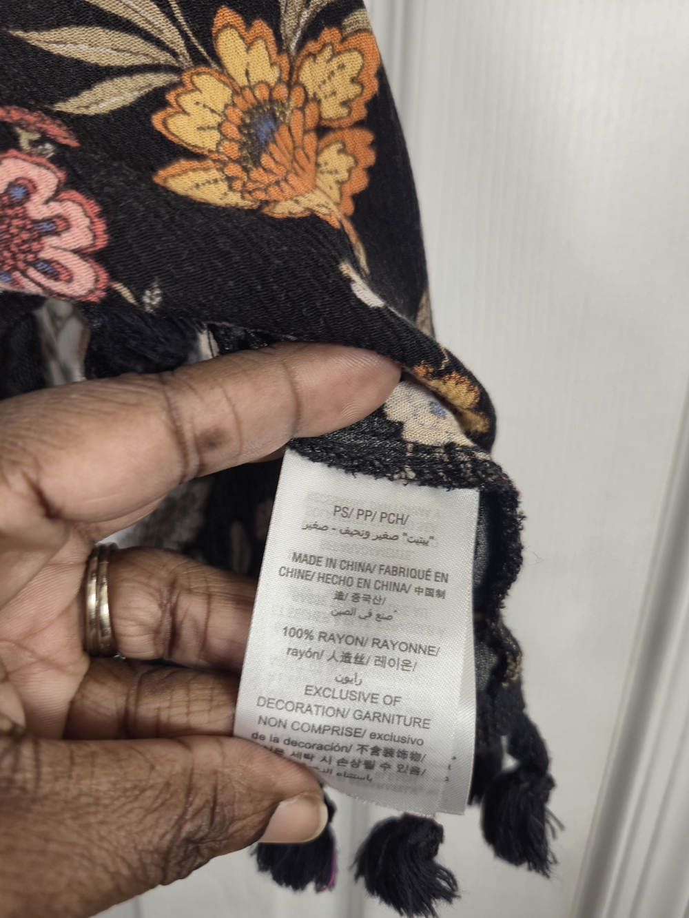 Style & Co. Petite Small Floral Patchwork Tassel Boho Tank Top Blouse - Picture 6 of 6